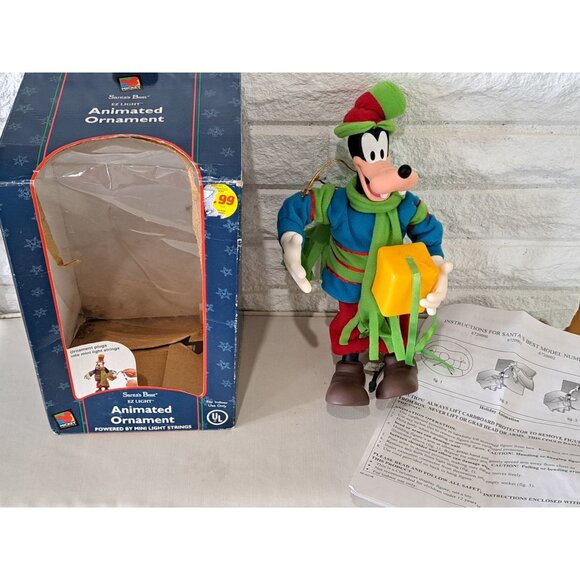 Vintage Disney Goofy Santas Best Animated Ornament With Box & Instructions - Picture 1 of 11